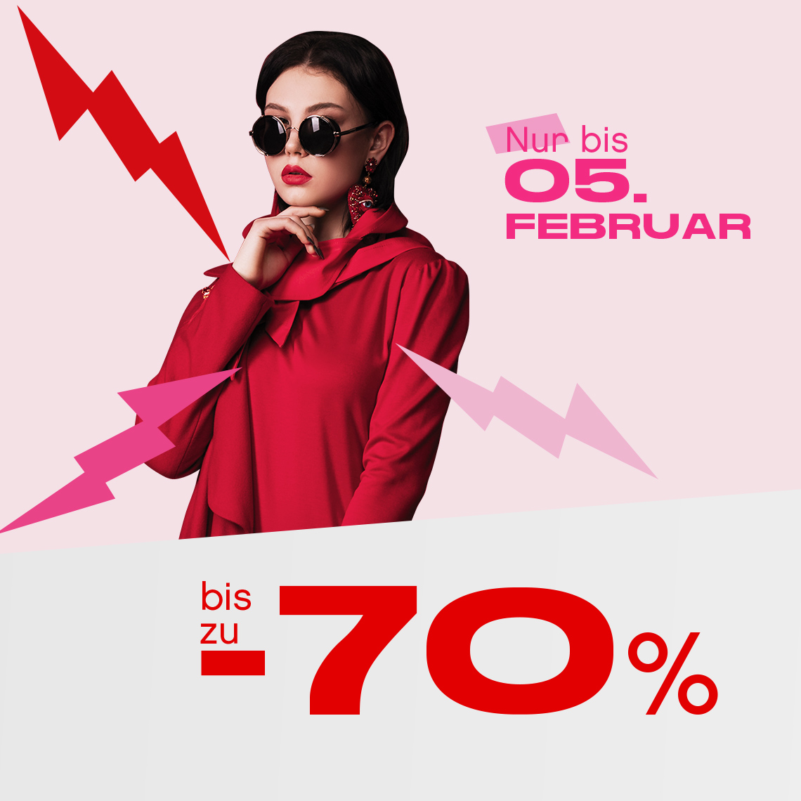 women with red coat and sunglasses